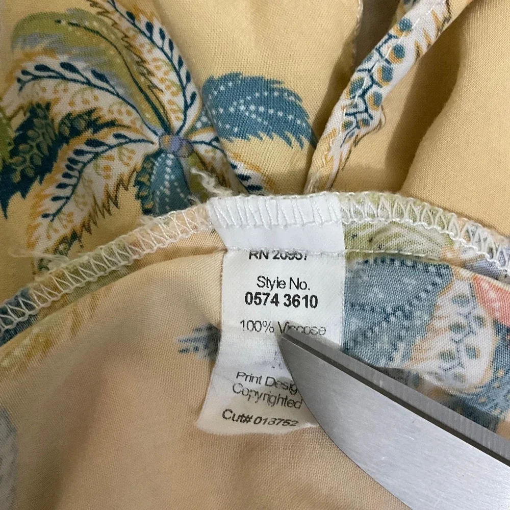Tori Richard men's shir Hawaiian palm tree print viscose beige short-sleeve M - Picture 8 of 13